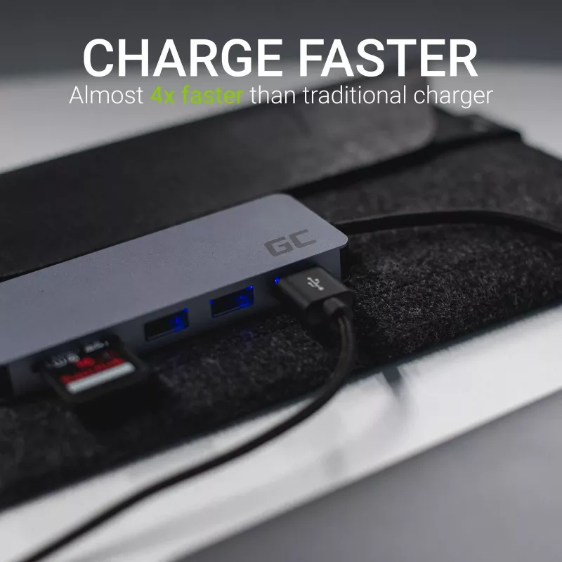 Green Cell AK50 - USB 3.2 Gen 1 (3.1 Gen 1) Type-C - USB 2.0 - USB 3.2 Gen 1 (3.1 Gen 1) Type-A - USB 3.2 Gen 1 (3.1 Gen 1) Type-C - MicroSD (TransFlash) - SD - prateado - Apple MacB