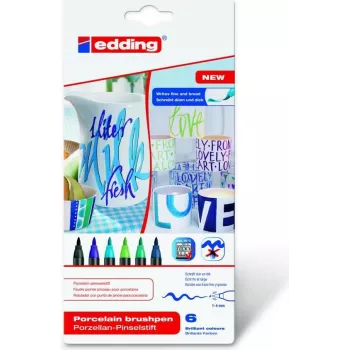 Marcador Edding 4200 preto azul ciano verde verde-claro roxo 6 unid.