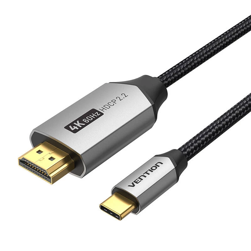 Cabo Vention USB-C para HDMI CRBBH – 2 m, 4K@60Hz, preto, USB-C para HDMI