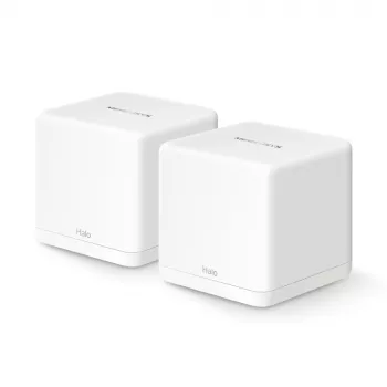 Sistema mesh MERCUSYS Halo H60X (pack de 2) Wi-Fi 6 dual band, 1500 Mbit/s, até 350 m², 2x LAN, antenas internas, branco