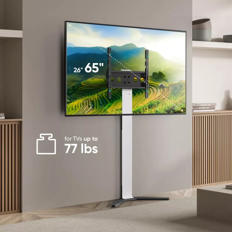 Suporte/base de TV ONKRON TS1140-W para ecrãs de 66–165,1 cm (26–65 polegadas), 35 kg, VESA 100x100–400x400, altura 880–1100 mm, branco