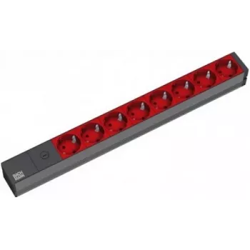 Extensão de energia Bachmann 19'' 2 m 8x Schuko H05VV-F 3G 1,00 mm² 8 tomadas AC preto, vermelho