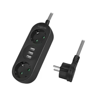 Extensão elétrica LogiLink LPS262U 1,5 m 2 tomadas AC interior preto