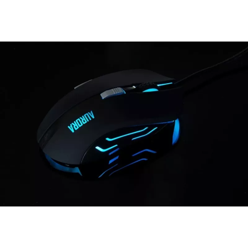 iBox Aurora A-1 IMOGS9031 rato gaming ótico com fio, 2400 DPI, USB Type-A, RGB, para destros, preto