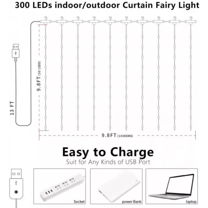 Fita LED OEM X0013lX27J – 300 LEDs, branco quente