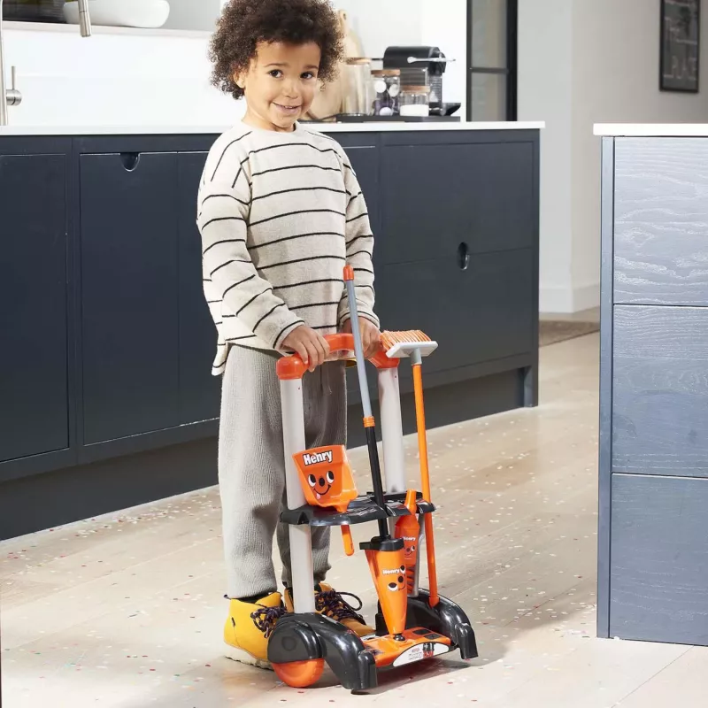 Carrinho de limpeza infantil CASDON Henry, vermelho – brinquedo doméstico para jogo simbólico