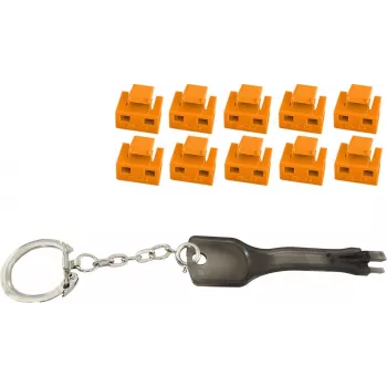 Bloqueador de porta RJ45 ShiverPeaks BS08-01035 — 1 chave, 10 bloqueadores cor de laranja