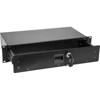 Gaveta para rack Omnitronic SN-2 2U com fechadura – gaveta de 2U extraível para racks de 19 polegadas