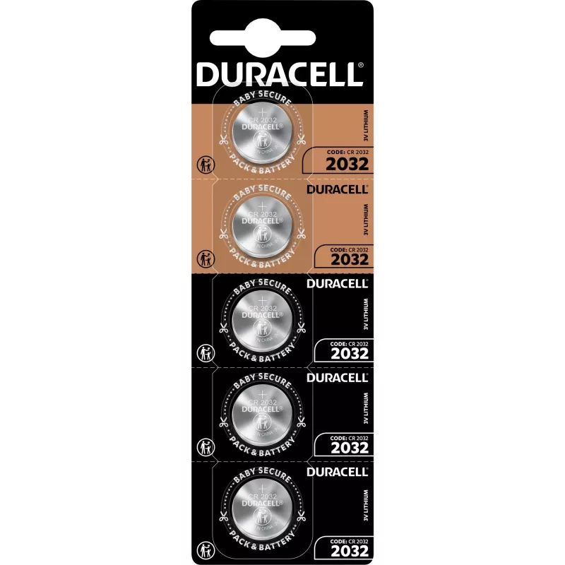 Pilha botão Duracell Procell CR2032 lítio, 3V, pack de 5