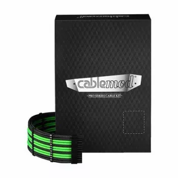 Kit de cabos CableMod C-Series PRO ModMesh 12VHPWR para Corsair RM, RMi, RMx (etiqueta preta) – preto/verde-claro