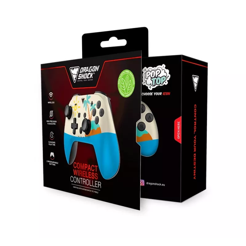 Dragonshock PopTop Compact - comando - Nintendo Switch - botão Voltar - D-Pad - botão Home - botão Reset - sem fios - Bluetooth - USB Type-C (D