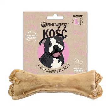 Osso mastigável para cães PAKA ZWIERZAKA L 13,5 cm, 70 g — snack de higiene dentária com tripa, sabor a vaca