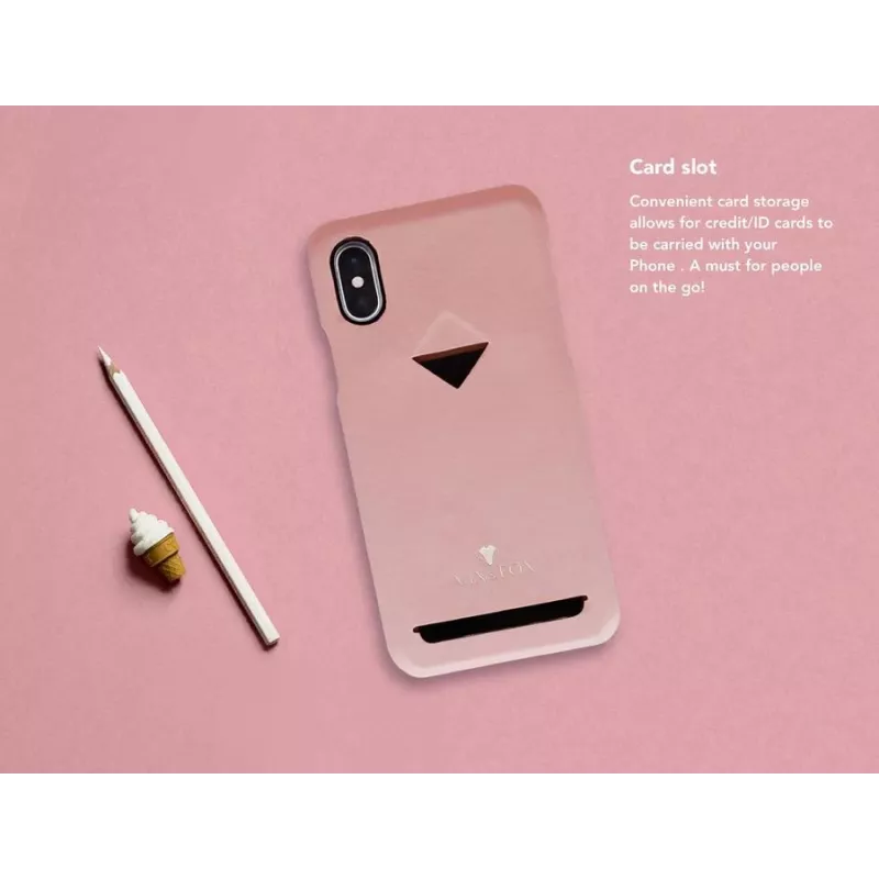 Capa traseira com compartimento para cartões VixFox para iPhone X/XS — capa protetora rosa com compartimento para cartões