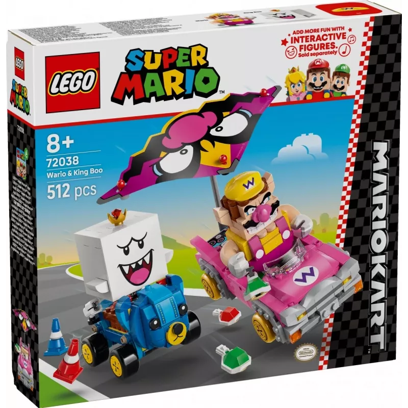 Conjunto de brinquedo de construção LEGO 72038 Super Mario Mario Kart Wario King Buu Huu – figuras de personagens e elementos de pista