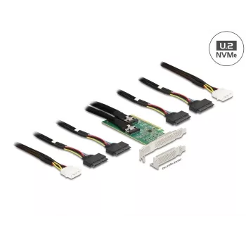 DeLOCK PCI Express 4.0 x16 placa para 4 x SFF-8639 NVMe - Bifurcation - fator de forma Low Profile