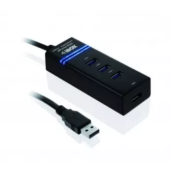 Hub USB 3.2 Gen 1 Type-A 4 portas IBOX IUH3FB, 5000 Mbit/s, preto, cabo de 0,5 m