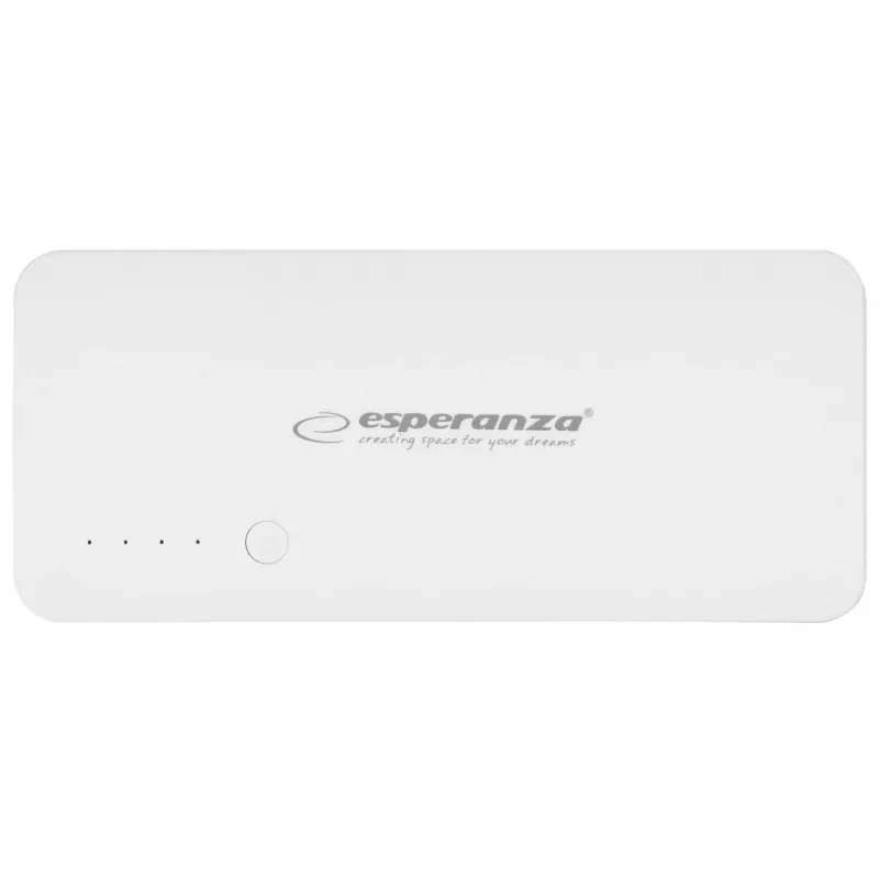 Carregador portátil Esperanza EMP106WE Radium — 8000 mAh, saída para 3 dispositivos, entrada Micro-USB, saídas 5V/2A e 5V/1,5A/1A, cinzento
