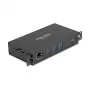 Hub USB DELOCK 3 portas 5 Gbit/s com RJ45 Gigabit PoE++ e host USB Type-C, caixa metálica, isolamento de 1,5 kV, preto