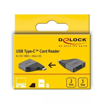 Leitor de cartões DeLOCK 64117 USB 3.2 Gen 1 Type-C cinzento