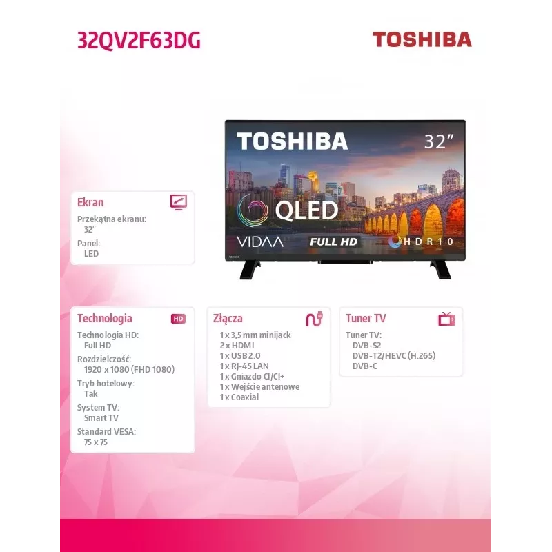 TV QLED 32 polegadas 32QV2F63DG