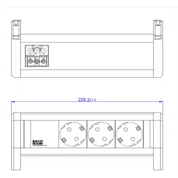 Régua de tomadas Bachmann DESK 3xCEE 902.0292 — Fonte de alimentação de secretária com três tomadas CEE