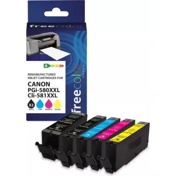 Conjunto de cartuchos Freecolor Canon PGI-580XXL preto+CLI-581XXL BK/C/M/Y