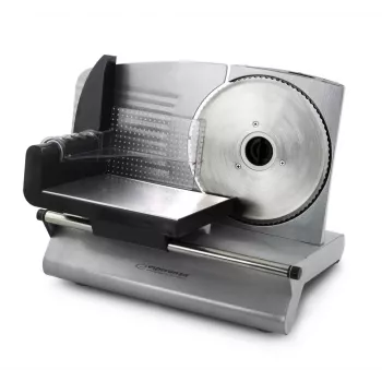 Máquina de cortar fiambre elétrica ESPERANZA EKM018K, caixa em aço inoxidável, 150 W, lâmina de 19 cm, espessura máxima de fatia 1,5 cm