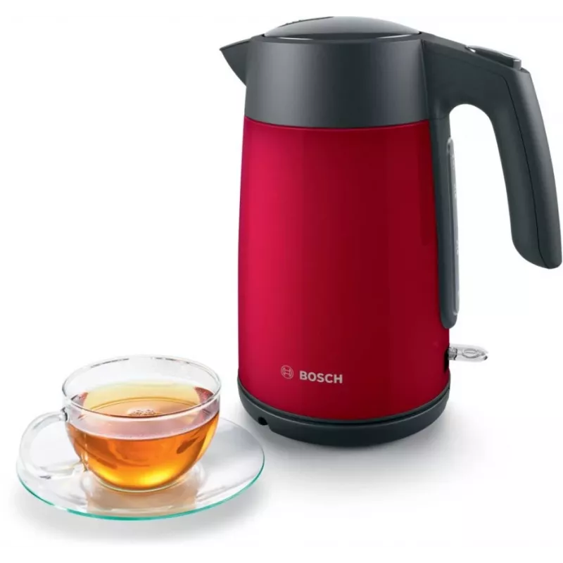 Chaleira elétrica Bosch TWK7L464 – capacidade de 1,7 L, 2400 W, vermelha, caixa em plástico