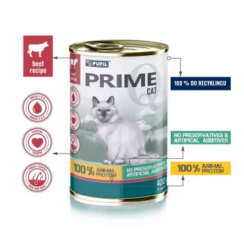 PUPIL Prime rico em Vitela e Fígado - Alimento húmido para gatos - 400 g