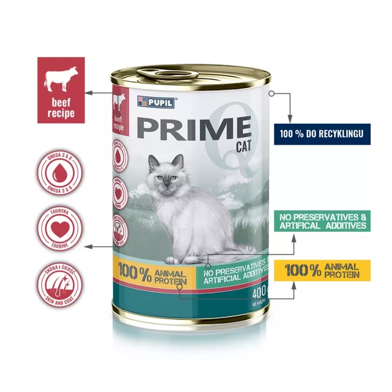 PUPIL Prime rico em Vitela e Fígado - Alimento húmido para gatos - 400 g
