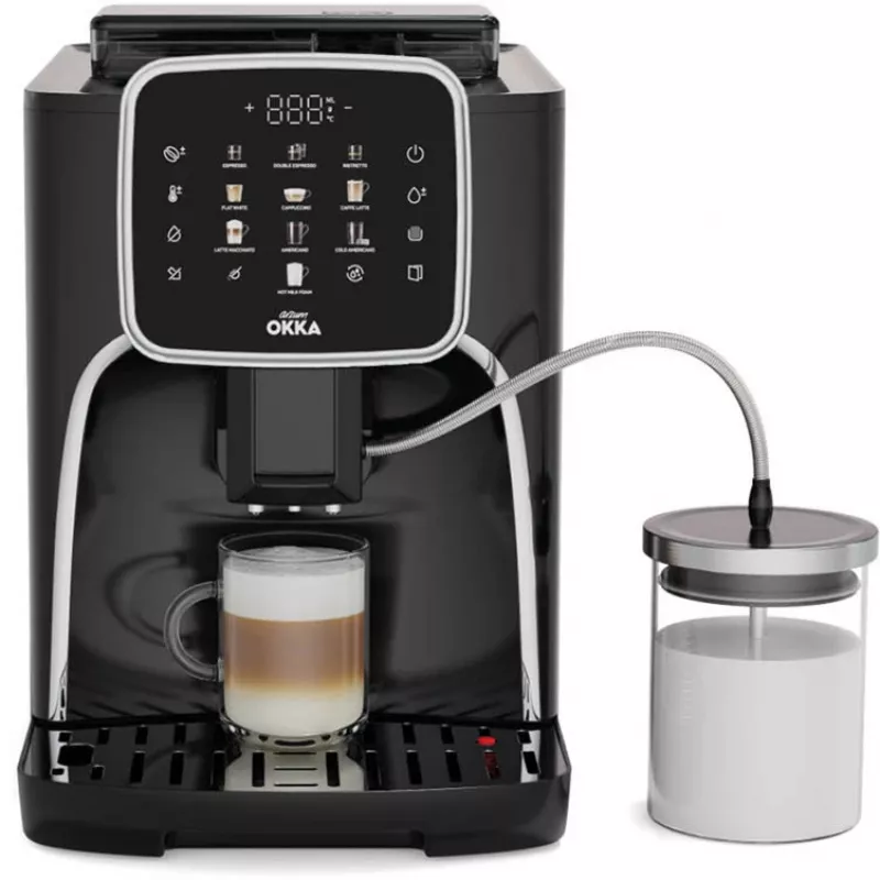 Máquina de café expresso automática Arzum Okka Espresso Pro M preta/cromada com recipiente de leite