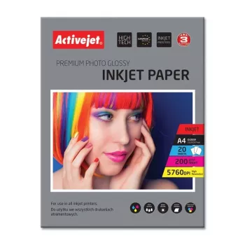 Papel fotográfico brilhante Activejet AP4-200G20 (A4; 20 unid.)