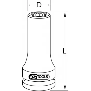 Chave de caixa Torx KS Tools E20 3/4 polegadas longa (modelo 460.1502) para encaixe de 3/4 polegadas