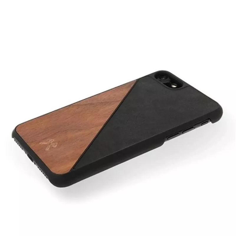 Capa de proteção em madeira e pele Woodcessories EcoSplit para iPhone 7 Plus / 8 Plus — nogueira preto