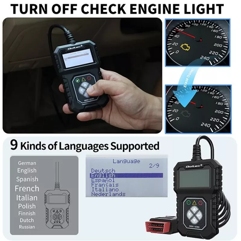 Testador de diagnóstico OBDII QOLTEC ProLine (modelo 50684)