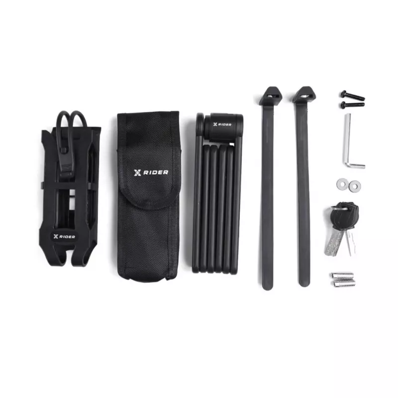 Cadeado de bicicleta dobrável MANTA XR00FL01 – design segmentado para montagem no quadro