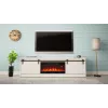 Móvel de TV com lareira elétrica Cama Meble modelo GRANERO RTV GRANERO + KOM B/B, 200 x 56,7 x 35 cm, branco/branco brilhante, 2 portas, 2 prateleiras, MDF/aglomerado