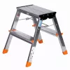 Escadote dobrável Krause Treppy prateado 130020 — alumínio, 2 degraus, capacidade de carga 150 kg, dobrado 55×20 cm, peso 2 kg