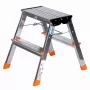 Escadote dobrável Krause Treppy prateado 130020 — alumínio, 2 degraus, capacidade de carga 150 kg, dobrado 55×20 cm, peso 2 kg