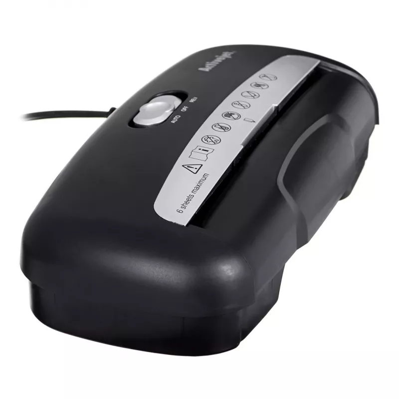 Destruidora de papel Activejet ASH-0601S, P-2, 10 l, corte em tiras 6 mm, 6 folhas, preto.