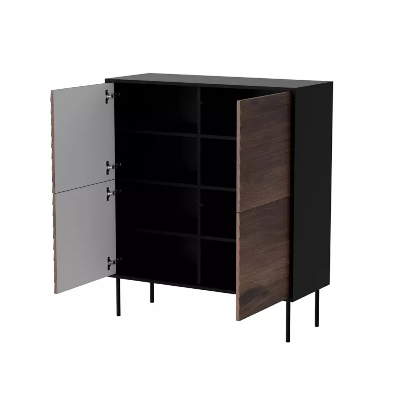 Cómoda Cama 4D CORTINA 102x40x118 preto/nogueira