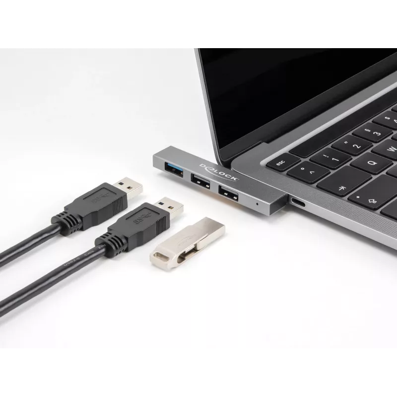 Hub USB DeLOCK 3 portas fino USB Type-C 10 Gbps 2 x USB 2.0