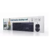 Teclado Full-Size com fios Gembird KBS-UM-04 USB QWERTY US-Inglês com rato, preto, cabo de 1,5 m