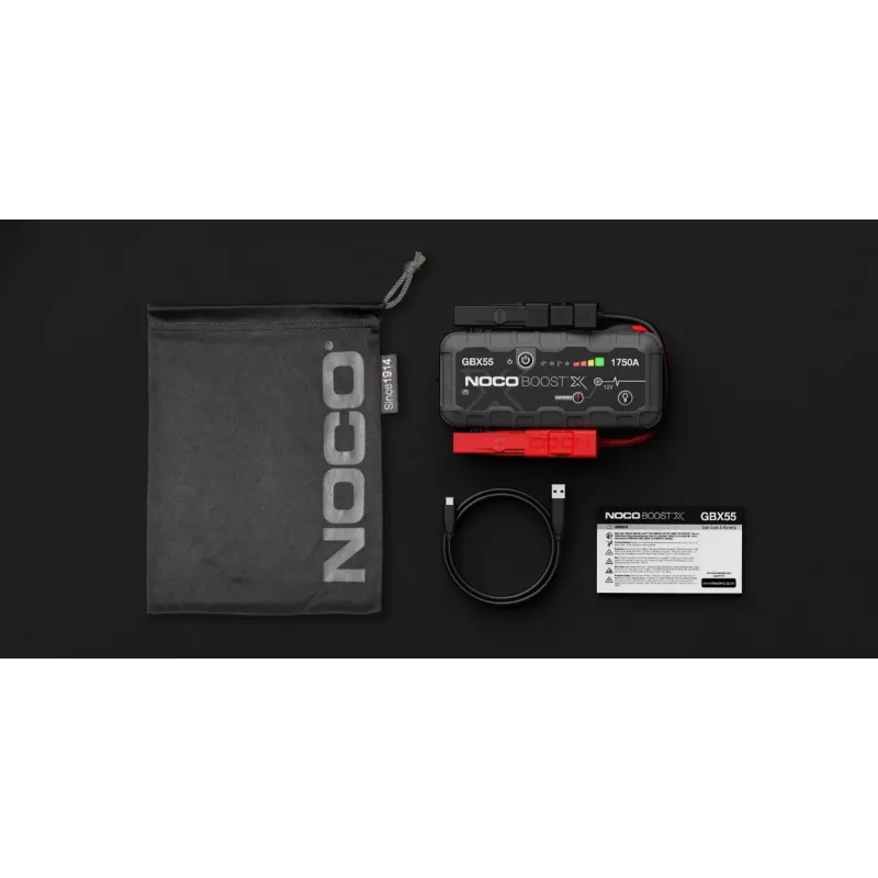 Arrancador auxiliar NOCO GBX55 1750 A iões de lítio, 46 Wh, IP65, para gasolina até 7,5 L / diesel até 5 L