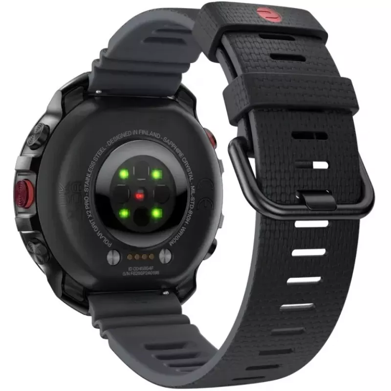 Relógio inteligente desportivo Polar Grit X2 Pro HR 3,53 cm (1,39") ecrã tátil AMOLED 454 x 454, 32 GB, GPS, tamanho da bracelete S-L, preto (900110286)