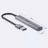 Unitek H1208A hub USB-A, 4 portas (1x USB-A 5 Gbps, 3x USB-A 2.0), alumínio, prateado