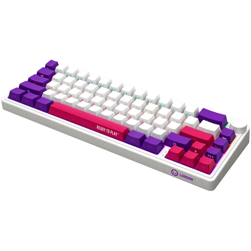 LORGAR KBP70MW, Teclado de gaming mecânico sem fios 65% Pro, branco, layout EN