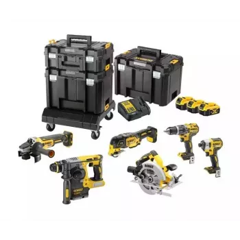 DeWalt DCK685P3T 18V Mala de ferramentas com bateria — 3×5,0-Ah baterias, DCH273-Martelo, Rebarbadora, Mala