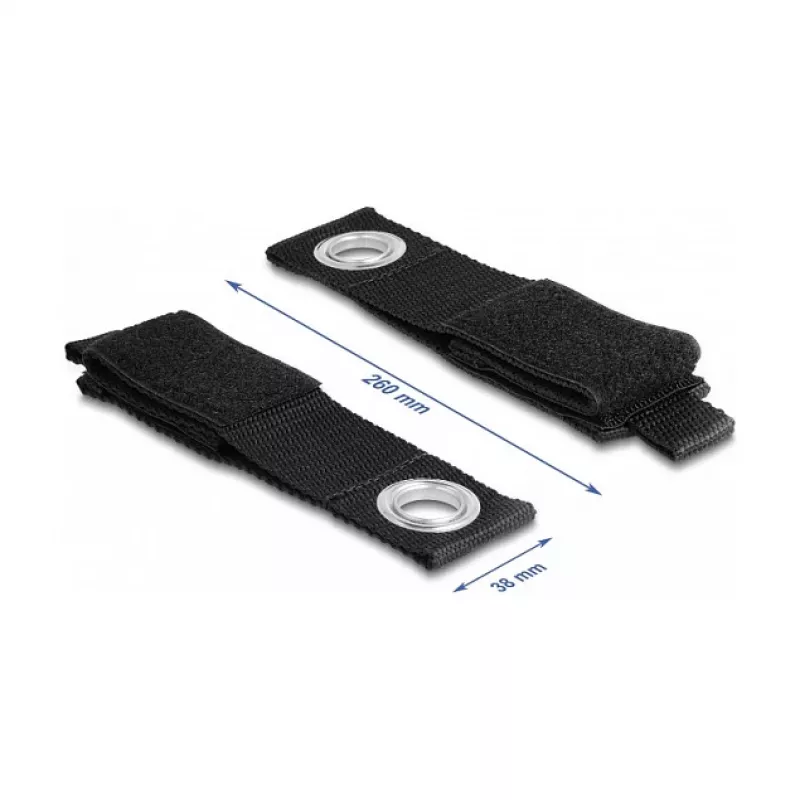 Fita de velcro resistente DeLOCK C 260 x L 38 mm preto 5 unid.