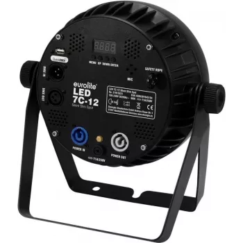 Foco LED EUROLITE 7C-12 Silent fino 12W 7 cores, luz compacta para palco/arquitetura